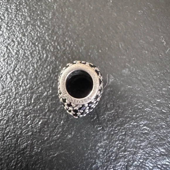 Pandora Sterling  Silver Heart Pave Heart Bead with Black CrystalsCharm - Picture 5 of 5